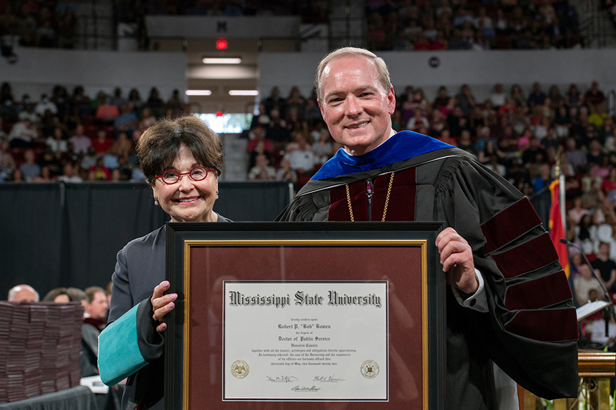 Sheryl Bowen presented with Bob Bowen's honorary degree